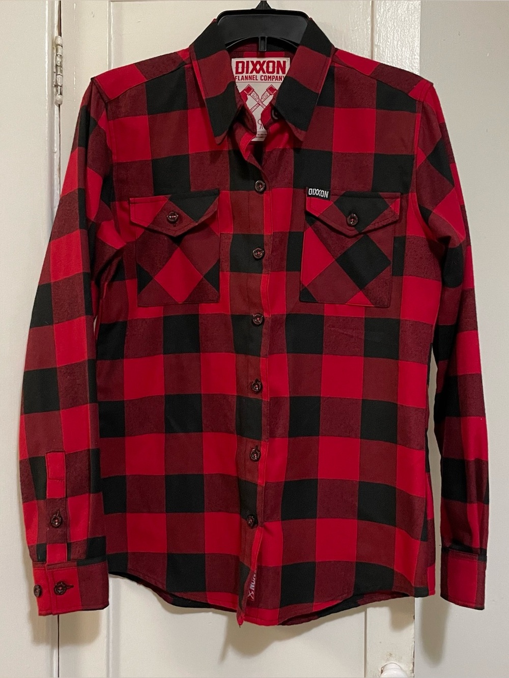 DIXXON Red & Black Buffalo Plaid Red Rum Womens Button-Down Shirt M